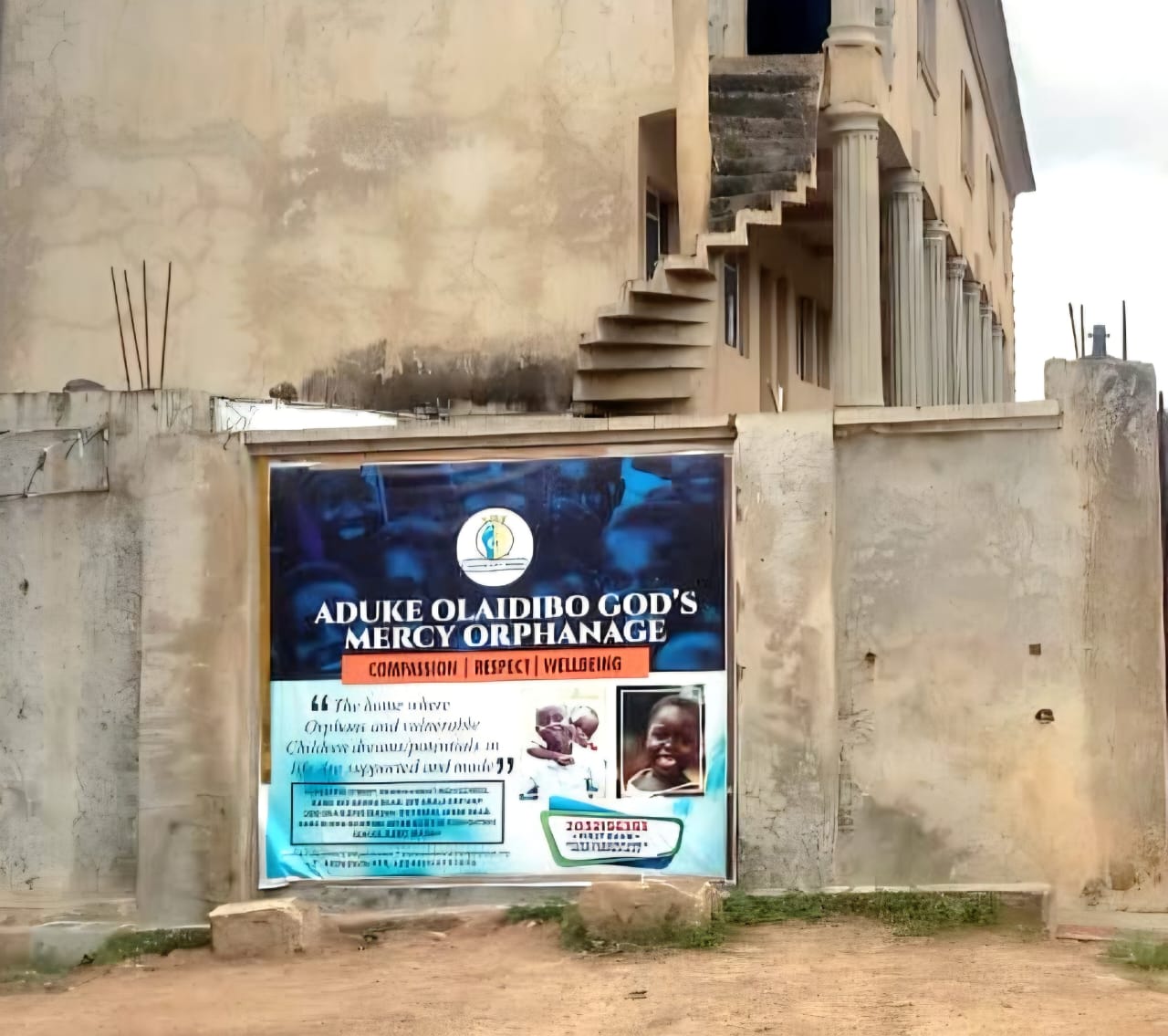 Signboard of Aduke Olaidibo God's Mercy Orphanage